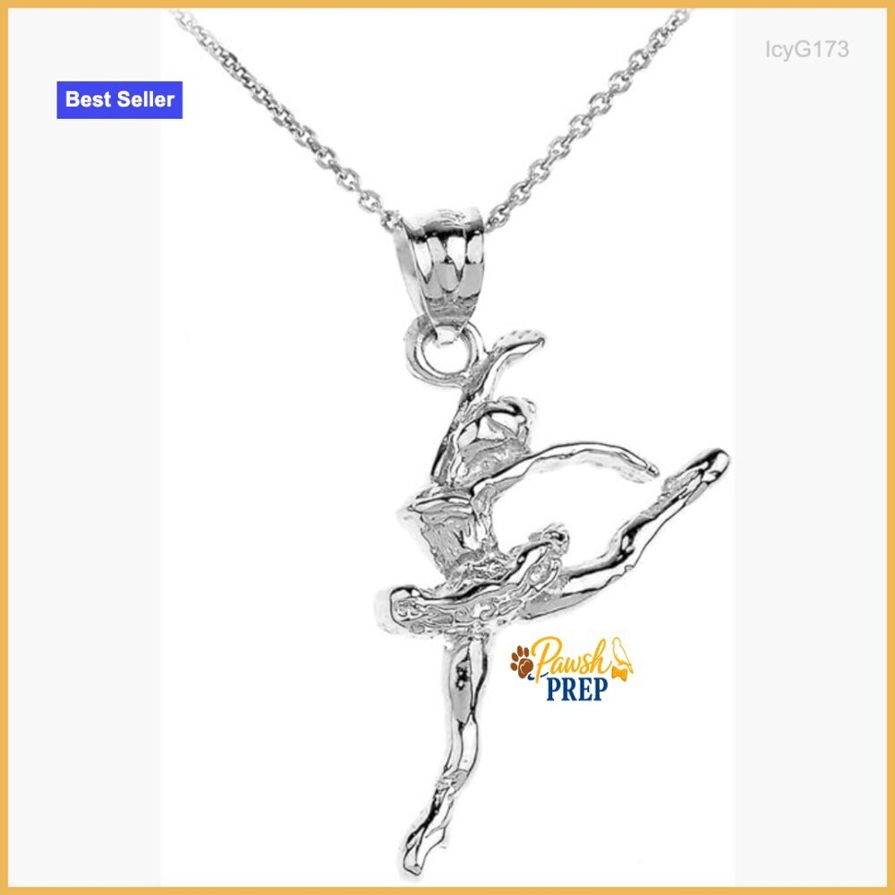 Sterling Silver Ballet Dancer Charm Pendant Necklace 18 Inch
